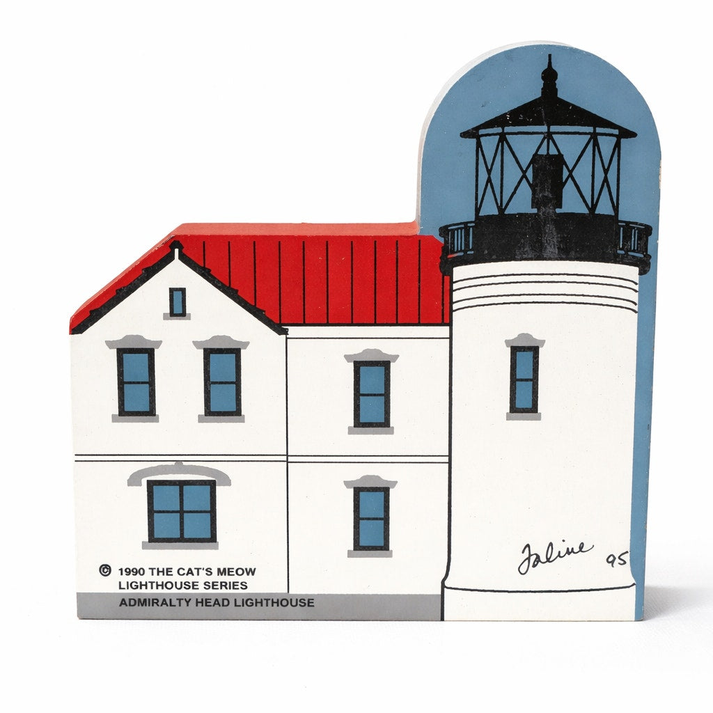 Vintage Cat’s Meow Admiralty Head Lighthouse Shelf Sitter | 1990s Washington Signed