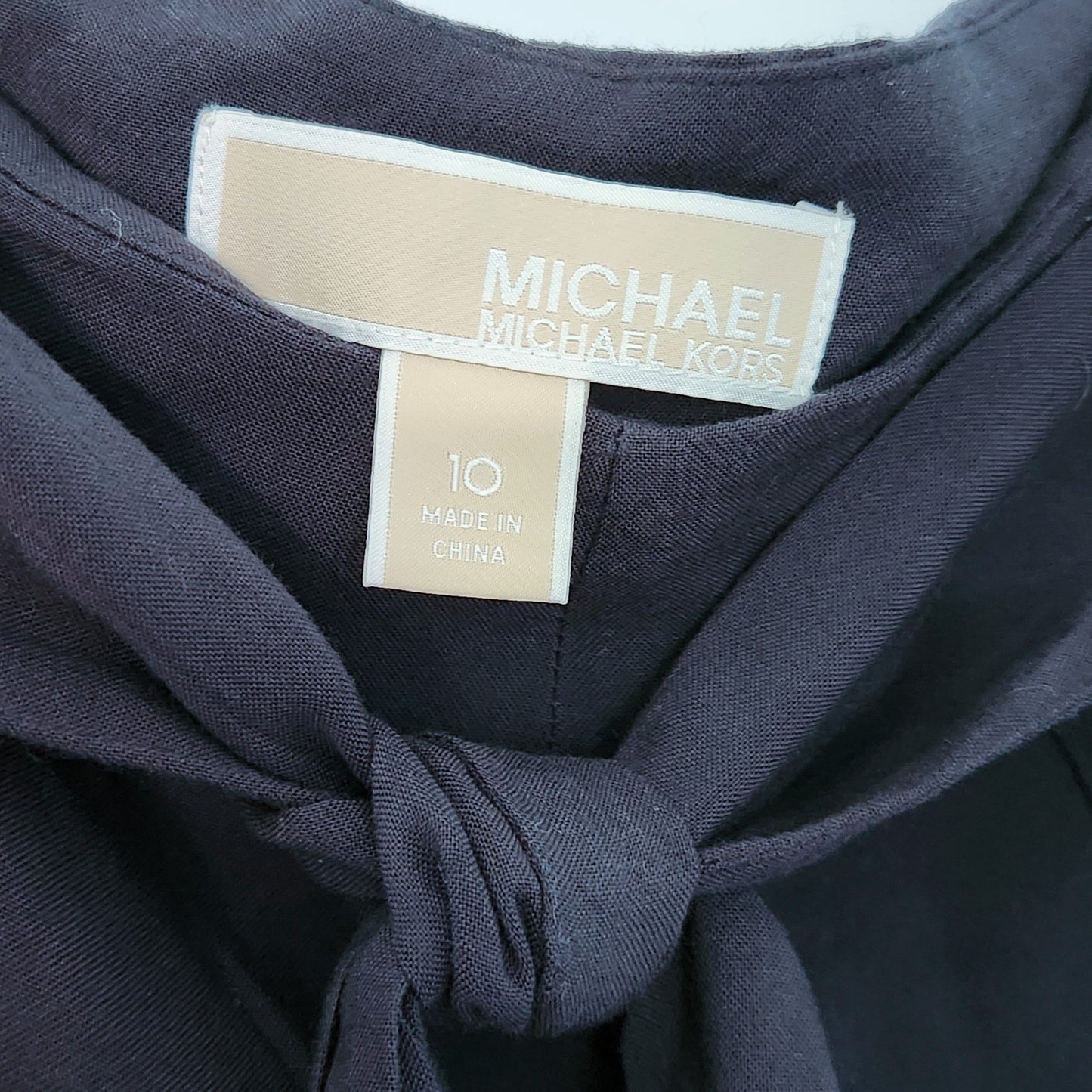 Michael Kors Wide Leg Pants Navy Blue Viscose Tie Waist | Women's 10