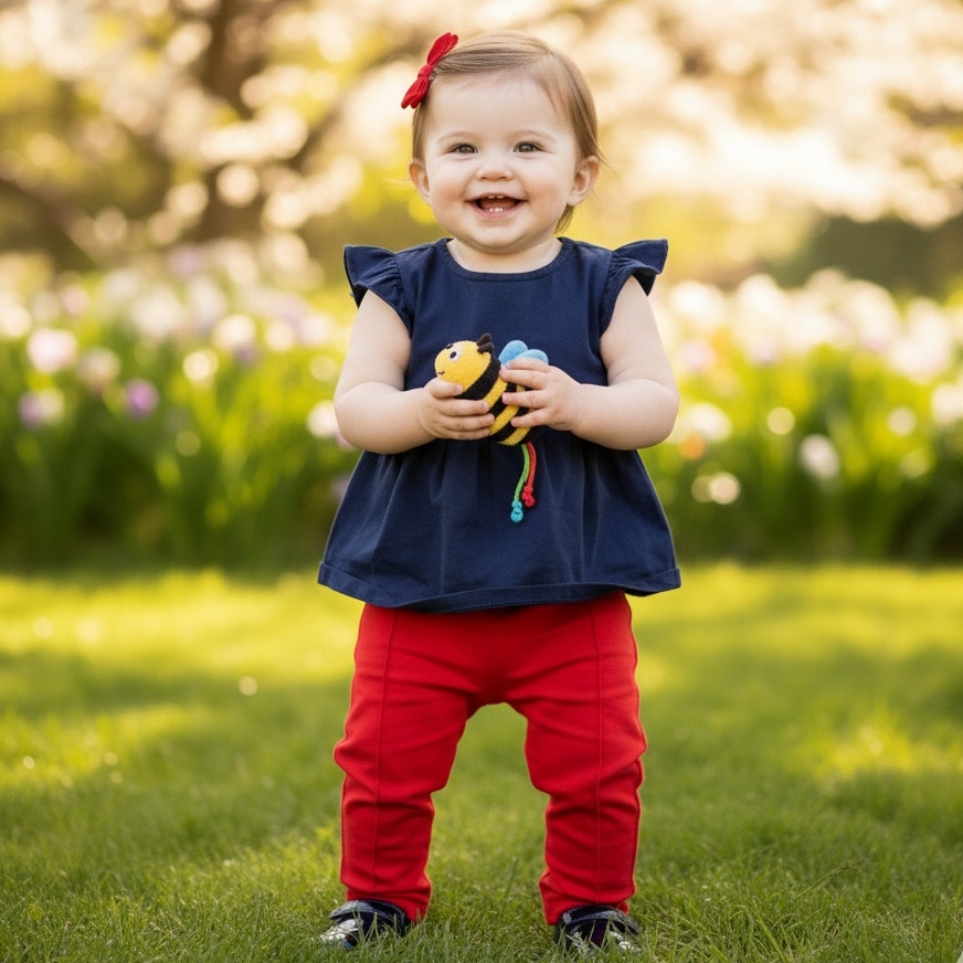 Striped Ponte Pant in Apple Red | 6–12 Months