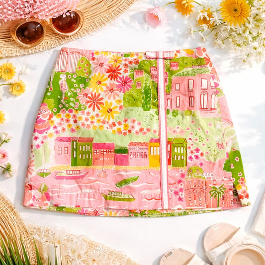 RARE Lilly Pulitzer Girls Size 7 Skort | Spring 2005 Negresco French Riviera Print