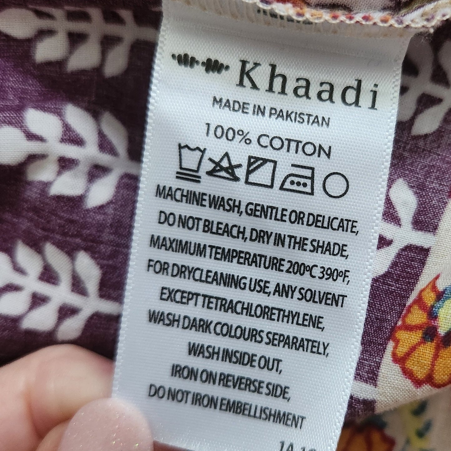 Khaadi Cotton Pom Pom Long Sleeve Flare Tunic Boho Artisan Print | Women Size 8