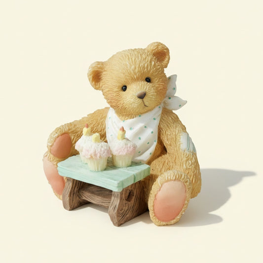 Vintage 1992 Cherished Teddies Age 3 “Three Cheers For You” Figurine | Priscilla Hillman for Enesco