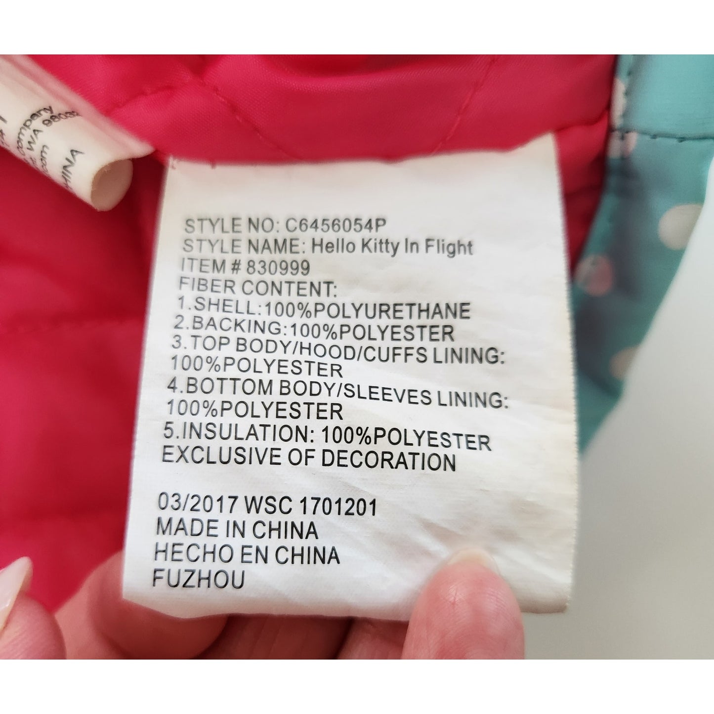 Western Chief Sanrio Hello Kitty in Flight Raincoat – Toddler Girls 2T, Turquoise with Pink Accents, Fleece Lined