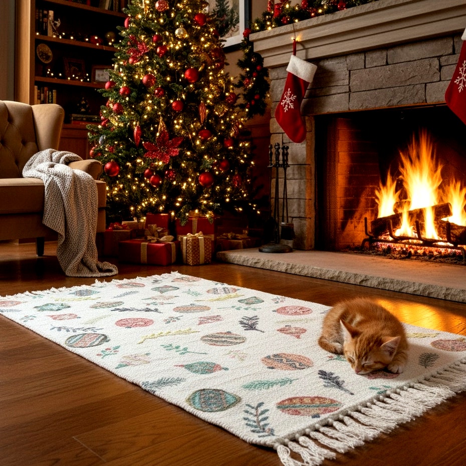 Washable Holiday Ornament Accent Rug | 27″ × 45″ (NWT)