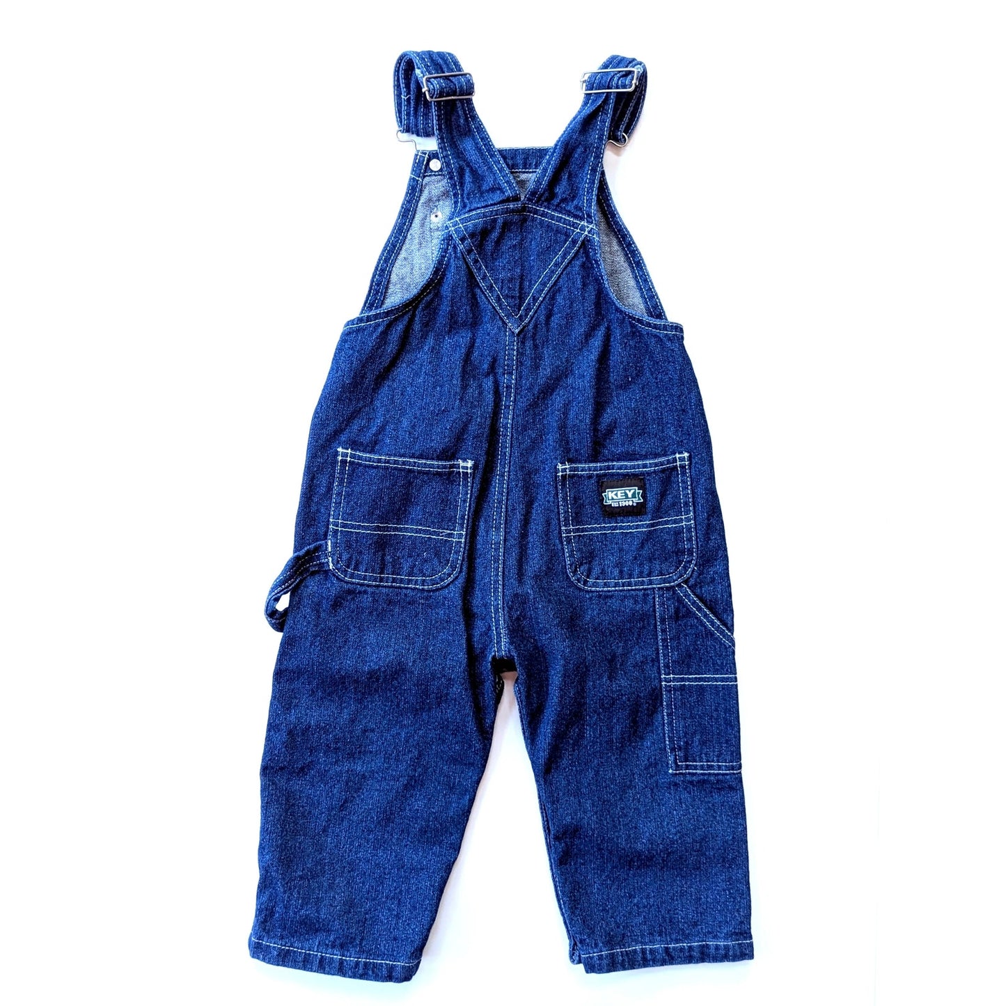 Key Infant Bib Overalls - Dark Cotton Denim - Leg Snaps | Size 18 Months