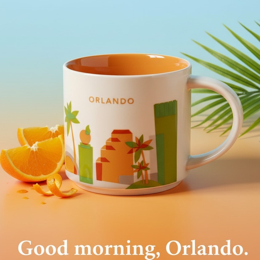 Starbucks “You Are Here” Collection Mug – Orlando, Florida – 14 oz City Skyline Cup