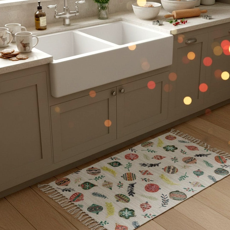 Washable Holiday Ornament Accent Rug | 27″ × 45″ (NWT)