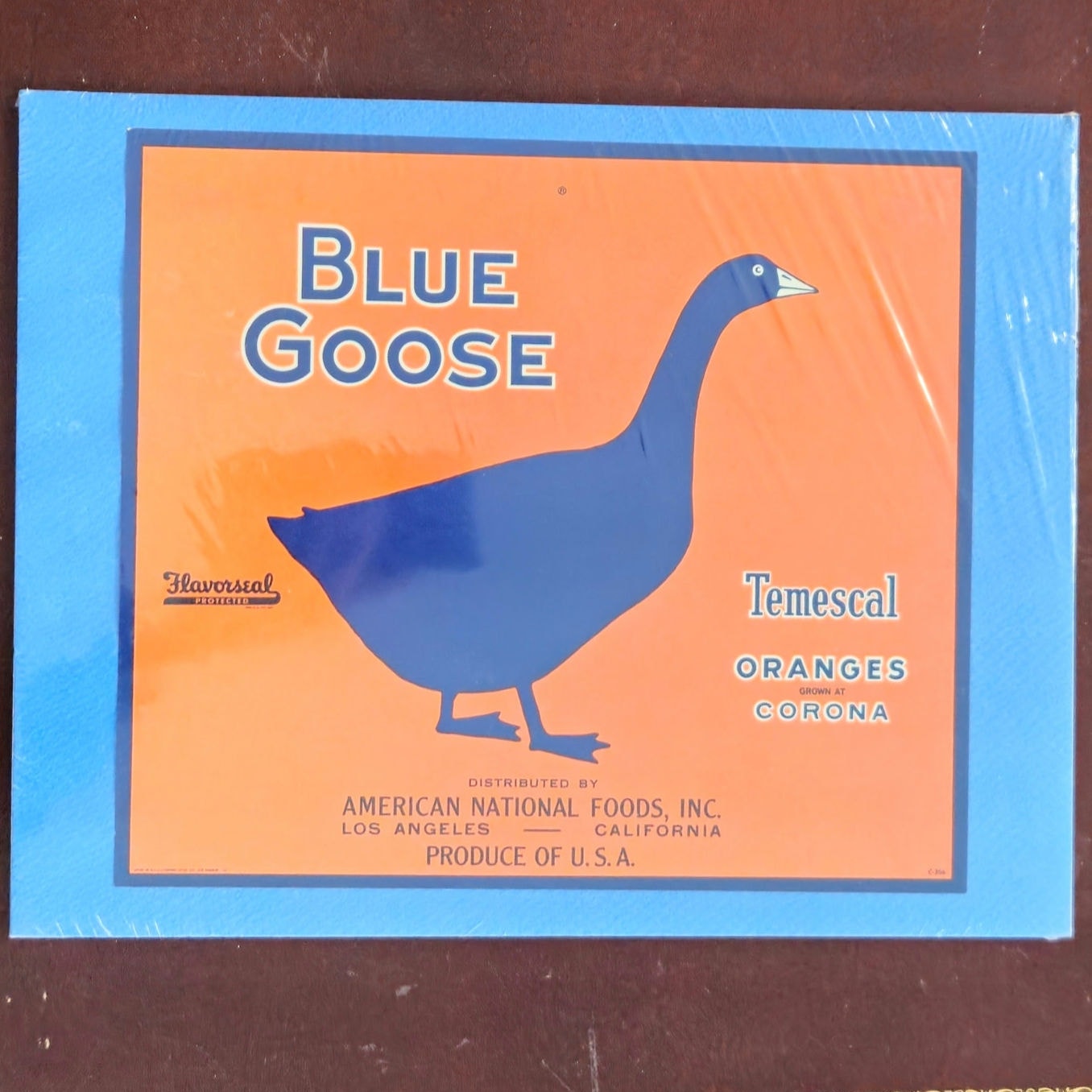 Blue Goose Temescal Oranges Print – Vintage California Citrus Crate Label 14x11