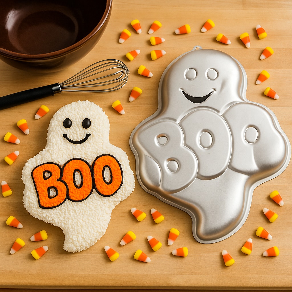 Vintage 1988 Wilton Friendly Ghost Boo Cake Pan Mold | 16” Halloween Cake Tin | Retro Spooky Party Bakeware | Collectible Wilton Cake Pan