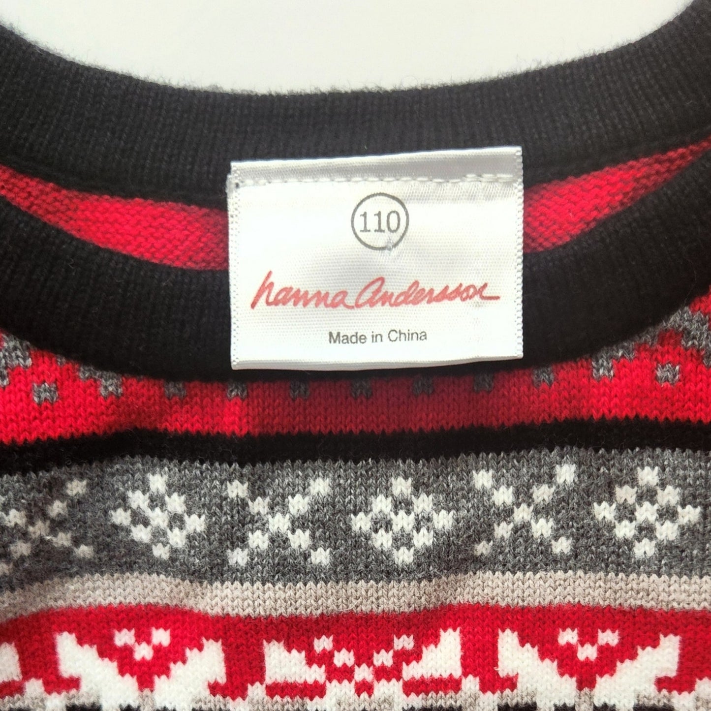 Hanna Andersson Snow & Tell Fair Isle Sweater Dress Grey Multi | Girls Size 5 | 110 cm