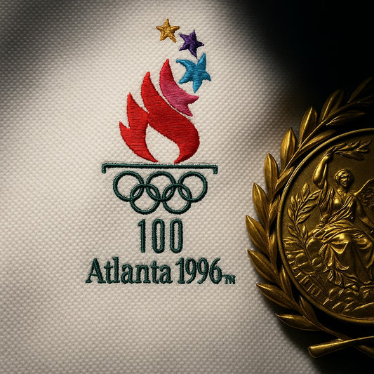 Vintage 1996 Atlanta Olympics White Teal Polo Shirt | Size XL | Hanes USA Official