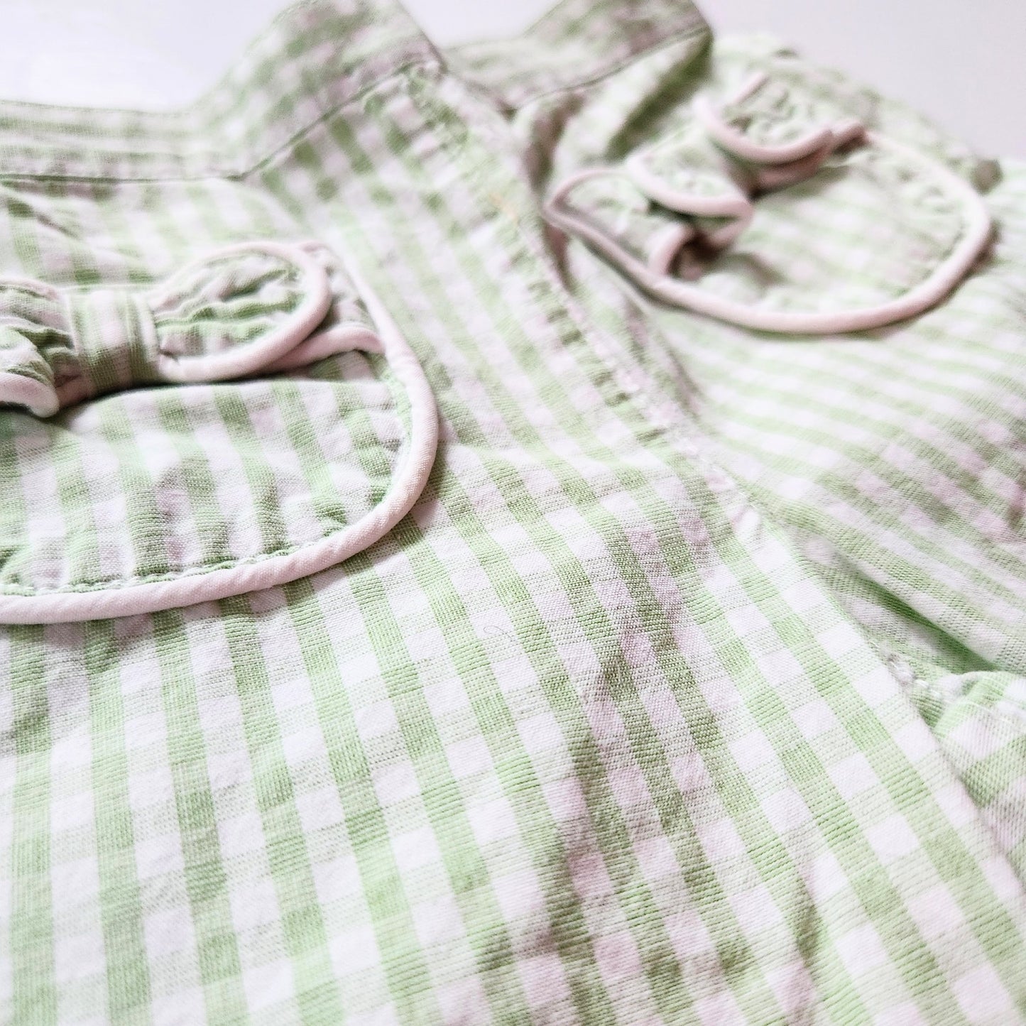 Janie and Jack Vintage Y2K 2000s Green Gingham Pedal Pushers Size 0 to 6 months