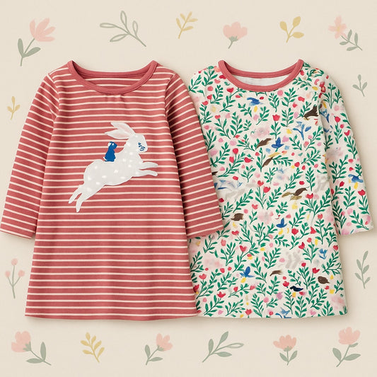 🌸 Baby Boden Reversible Bunny & Floral Dress | Easter Spring Outfit | 18-24 Months / 92 cm