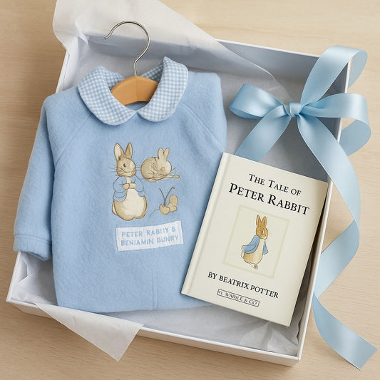 Rare Vintage 90s Beatrix Potter Peter Rabbit & Benjamin Bunny Blue Fleece Baby Bunting Footie | Size 3-6 Months | Easter & Winter Outfit