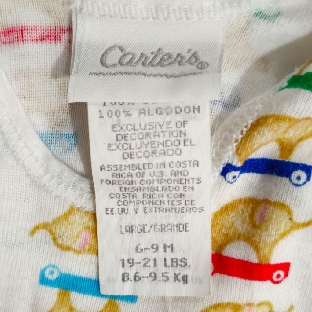 Vintage 1990s Carter's Elephant on Skateboard Baby One-Piece Bodysuit 6-9M
