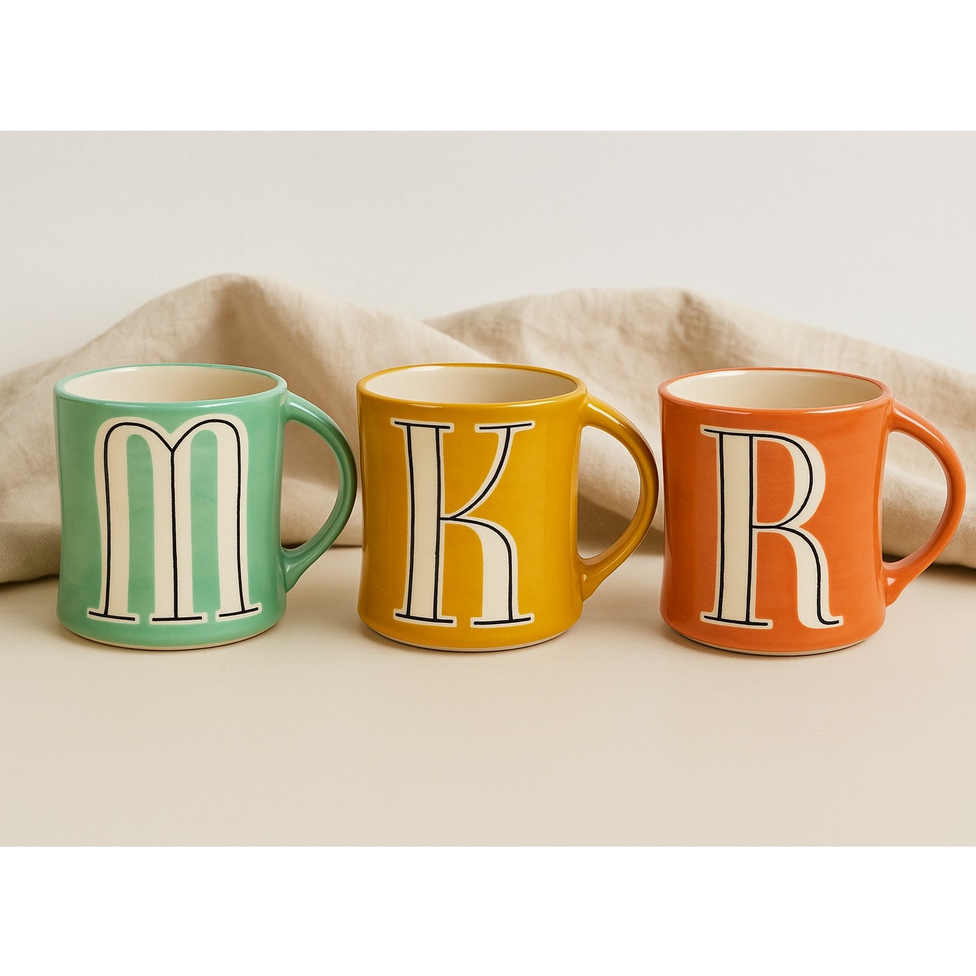 Anthropologie Colorway Mia Hand-Painted Monogram Mug – Choose Your Letter “K” or “M”