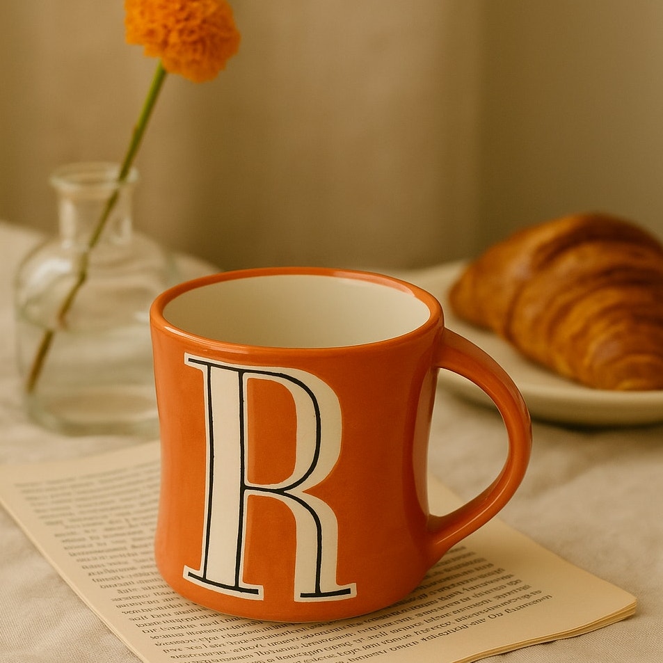 Anthropologie Colorway Mia Hand-Painted Monogram Mug – Choose Your Letter “K” or “M”