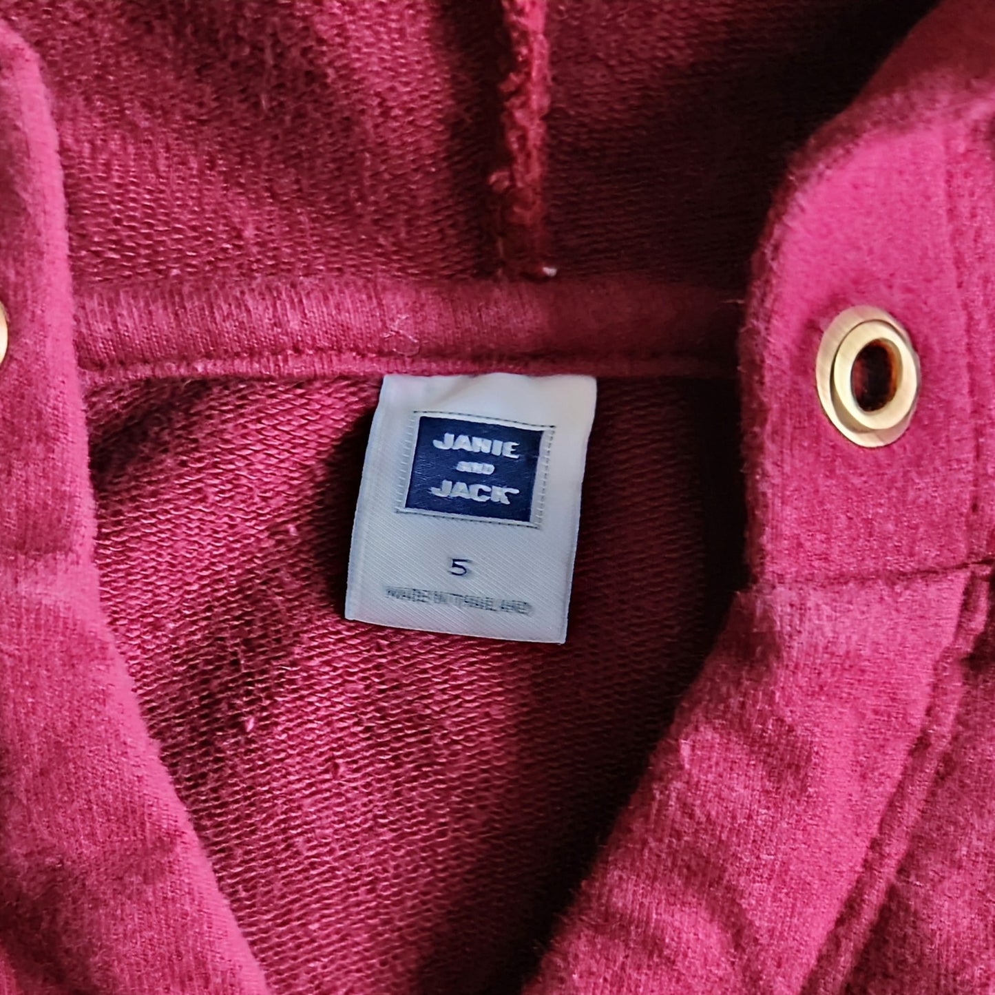 Janie and Jack Girls Burgundy Hooded Dress | French Terry Drop Waist Ruffle Sleeve | Size 5