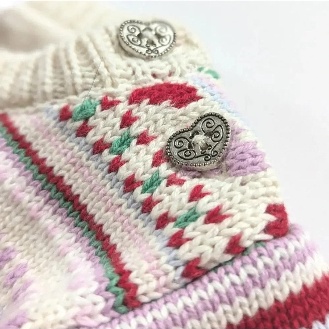 Fair Isle Heart Cotton Knit Sweater Dress – Size 12–18 Months