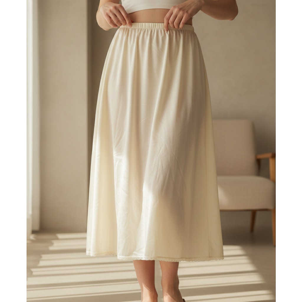 Vintage Vanity Fair Half Slip | Ivory Nylon | Mid-Century 1960s/70s | Women's M