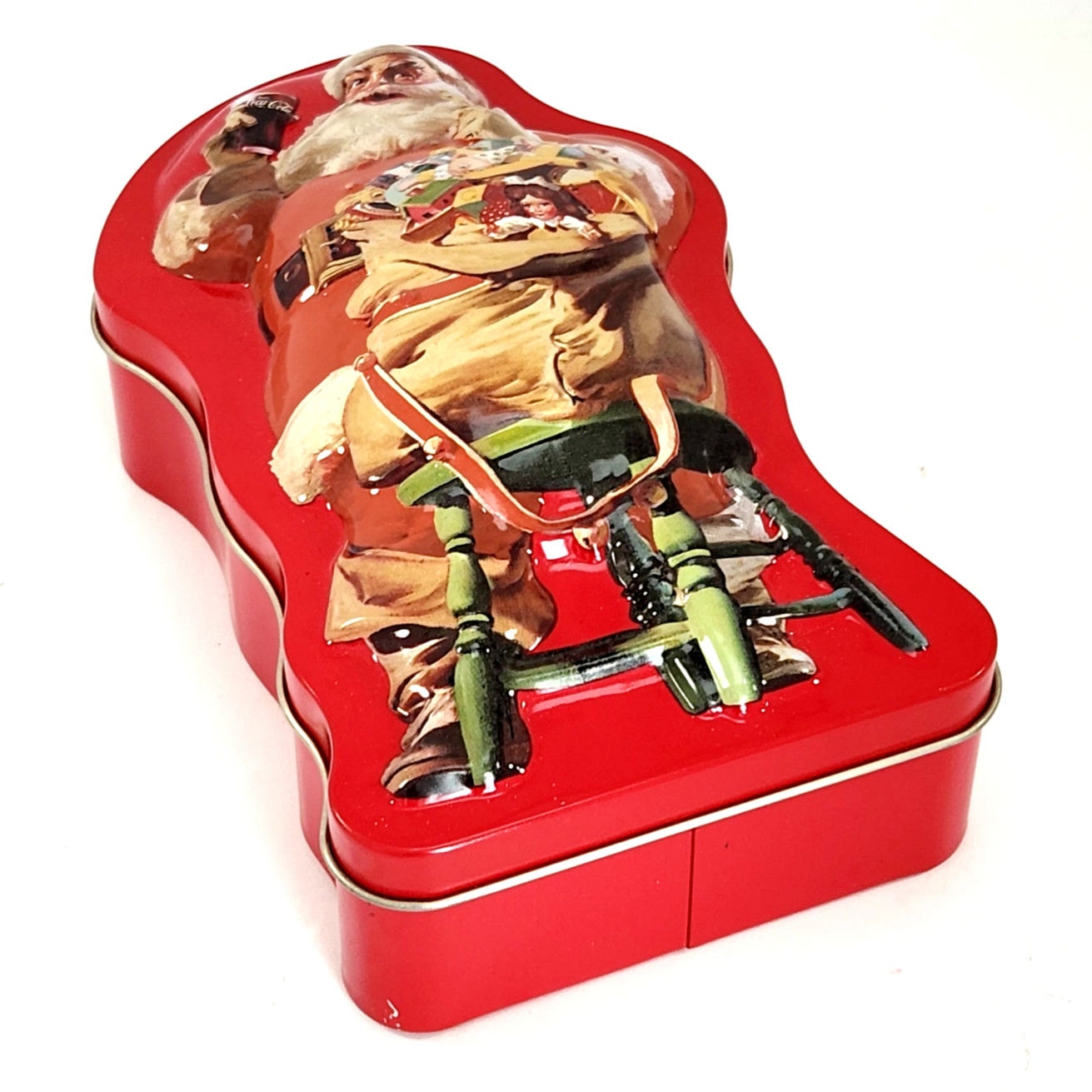 Santa Shaped Tin with Haddon Sundblom Artwork – 1990s Holiday Collectible – “Hospitality” Design