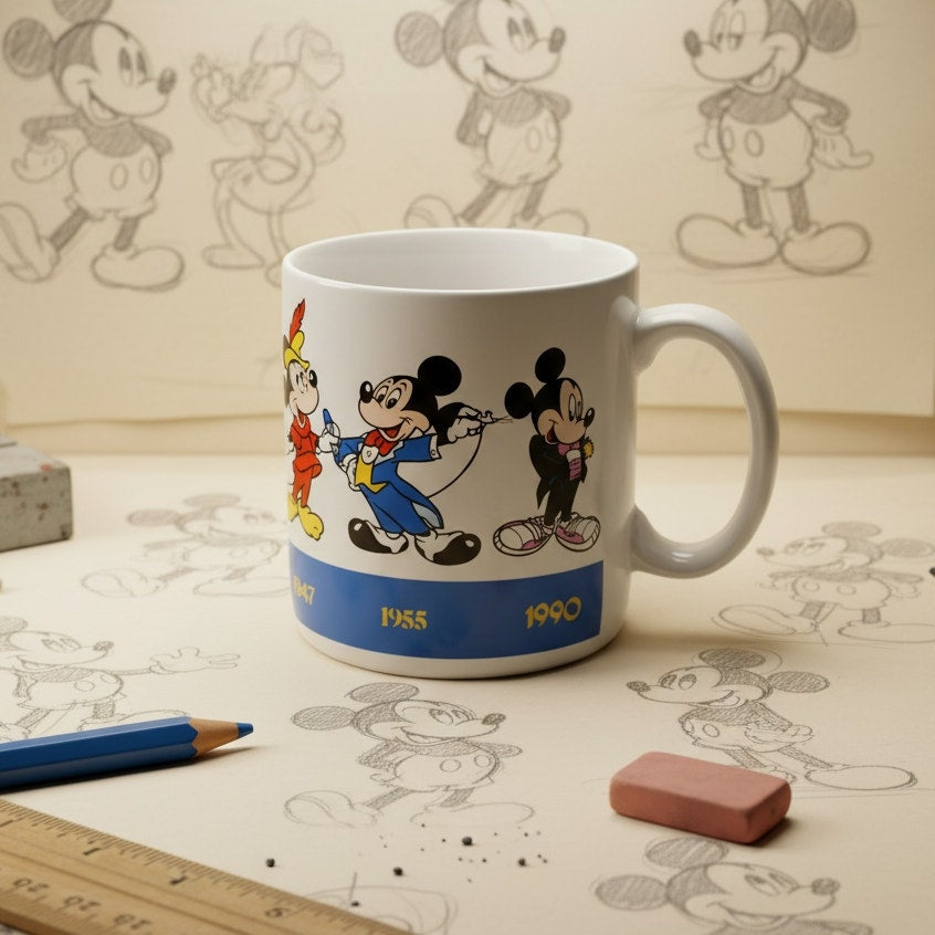 Vintage 1980s Mickey Through the Years Mug — Applause® — 1928→1990 Timeline