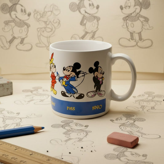 Vintage 1980s Mickey Through the Years Mug — Applause® — 1928→1990 Timeline