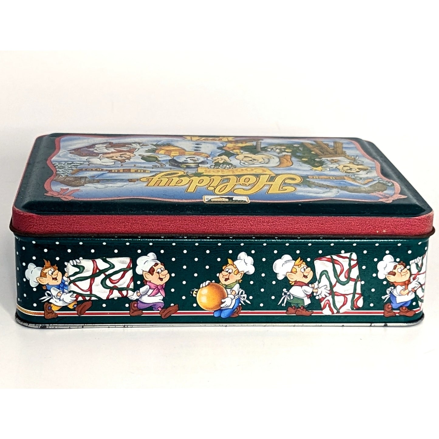 1997 Keebler Holiday Cookies Tin – Christmas Elf & Snowman Design