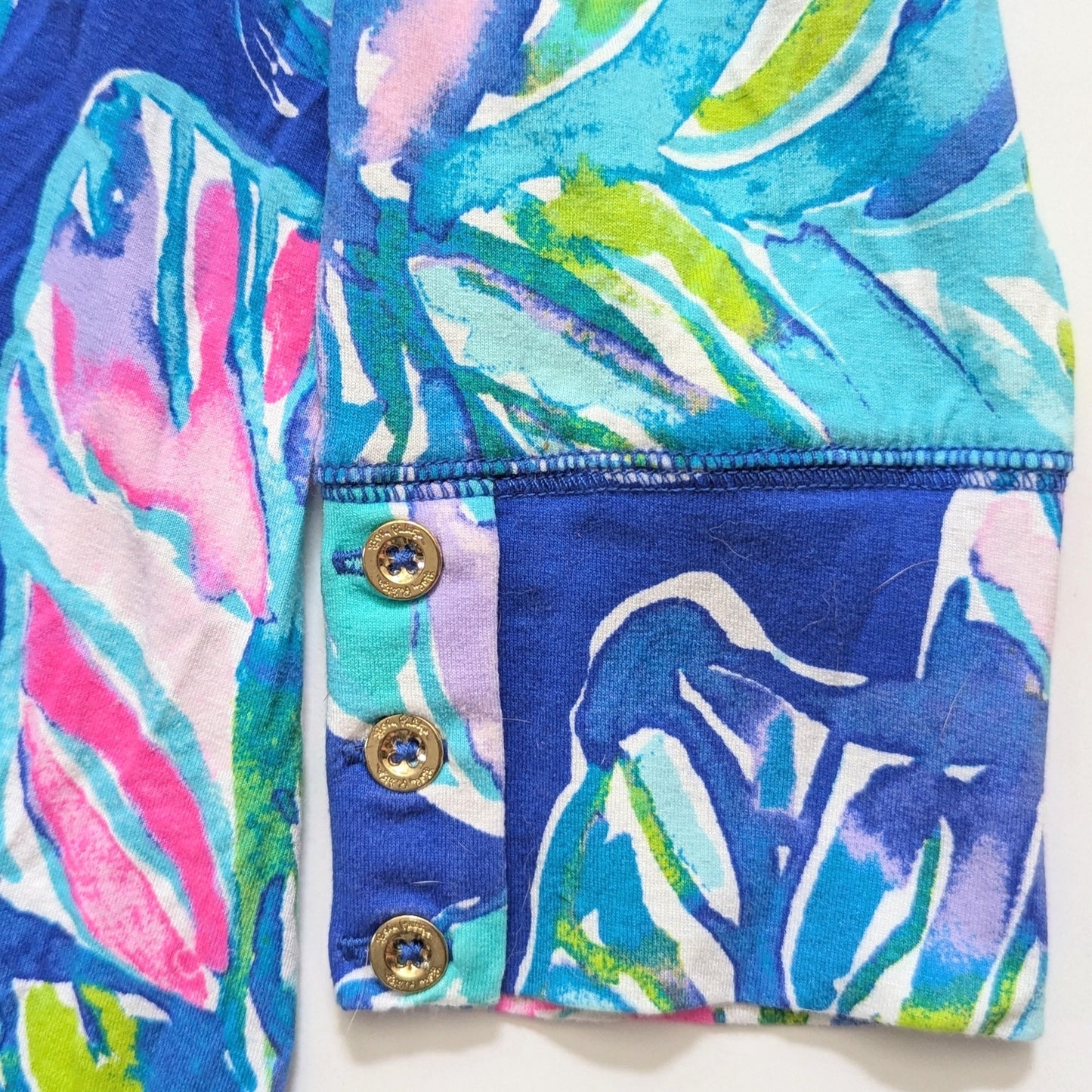 Lilly Pulitzer Marlowe Dress Lapis Blue Pop Up Jungle Hoppin 3/4 Sleeve Women's Size Medium