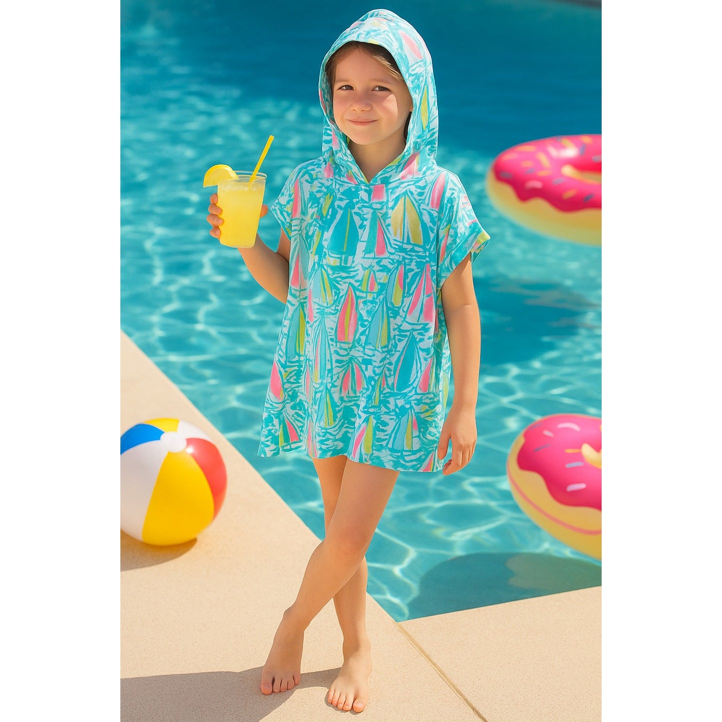 Lilly Pulitzer Girls Terry Lyra Hooded Swim Cover Up Beach Bae | Size XL 12-14