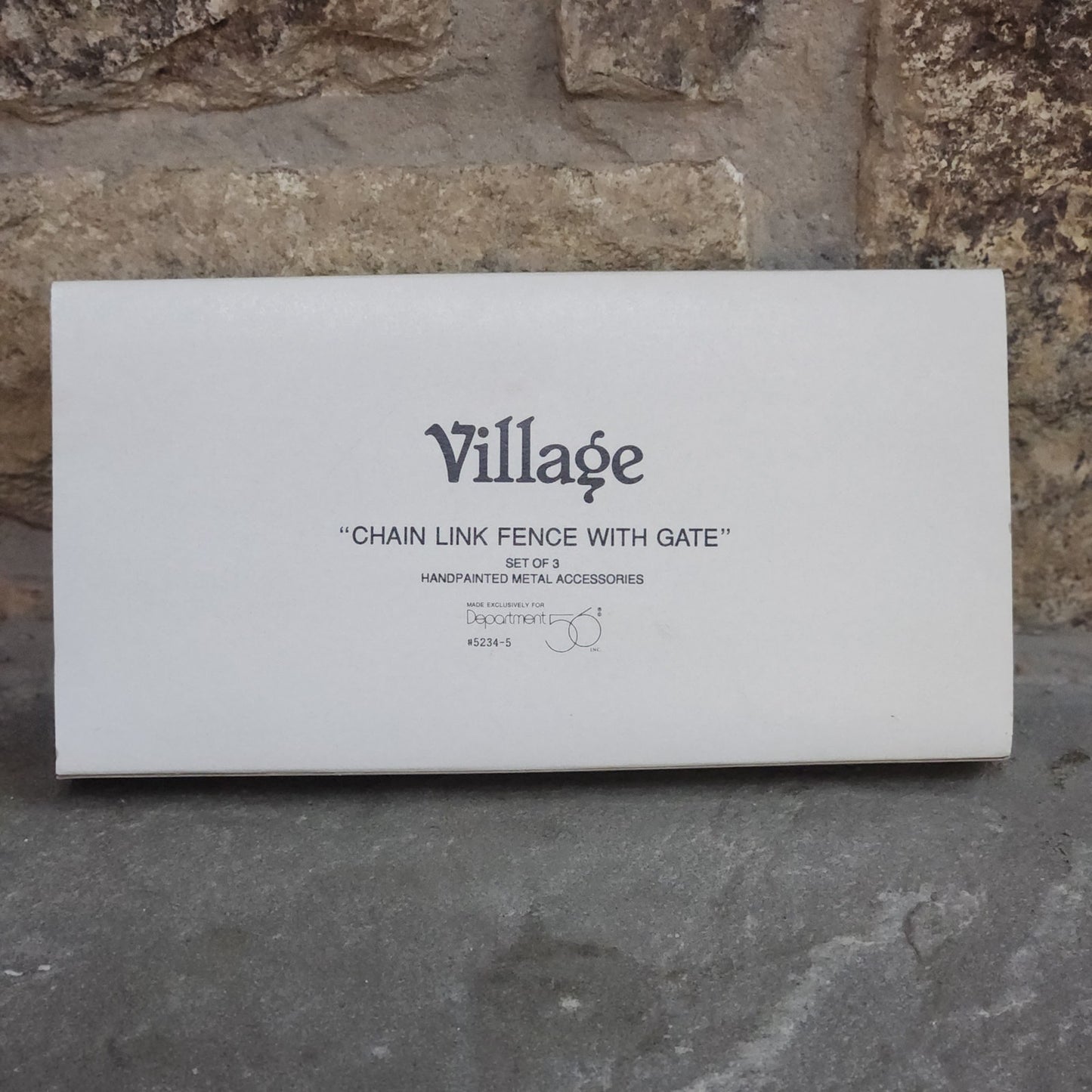 Department 56 “Chain Link Fence With Gate” – Set of 3 Metal Village Accessories (1993)