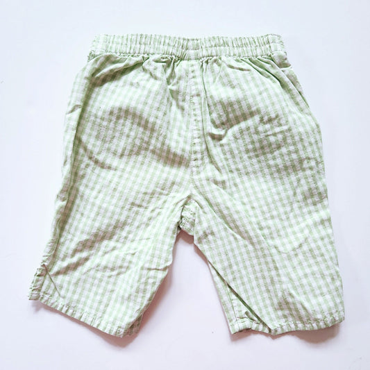 Janie and Jack Vintage Y2K 2000s Green Gingham Pedal Pushers Size 0 to 6 months
