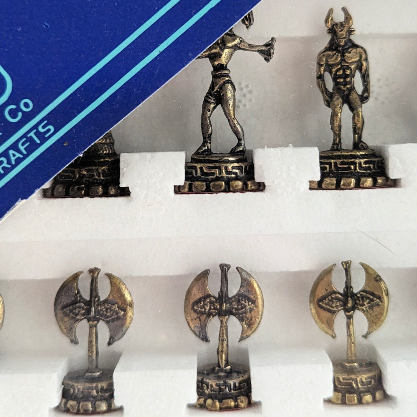 Vintage Forma Greek Mythology Chess Set – Never Opened – Brass & Pewter Pieces 1.5"–2.25" – Collectible Home Display