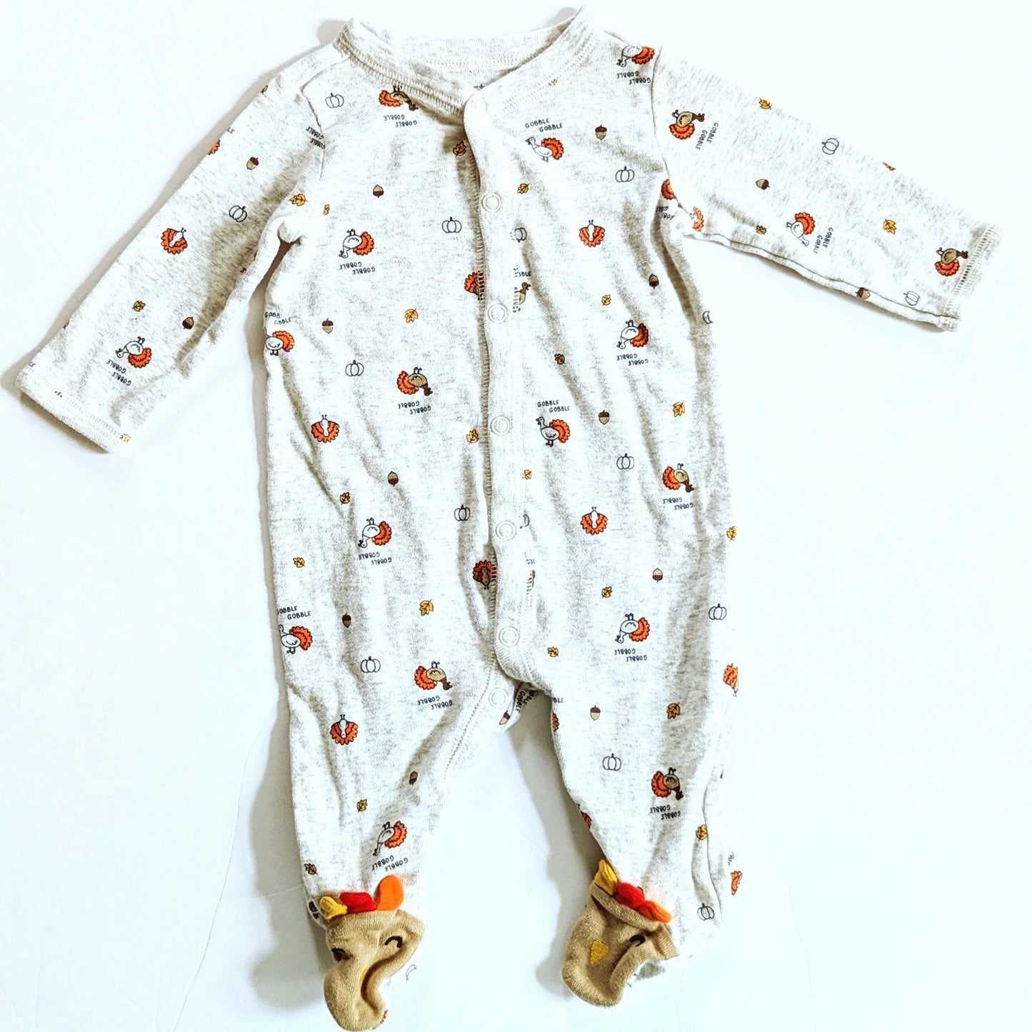 Thanksgiving Footie Pajamas – Turkey Snap Sleep & Play Unisex - 3M