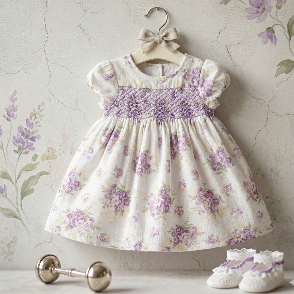 Janie and Jack Layette Hand-Smocked Dress | Size 3-6 Months