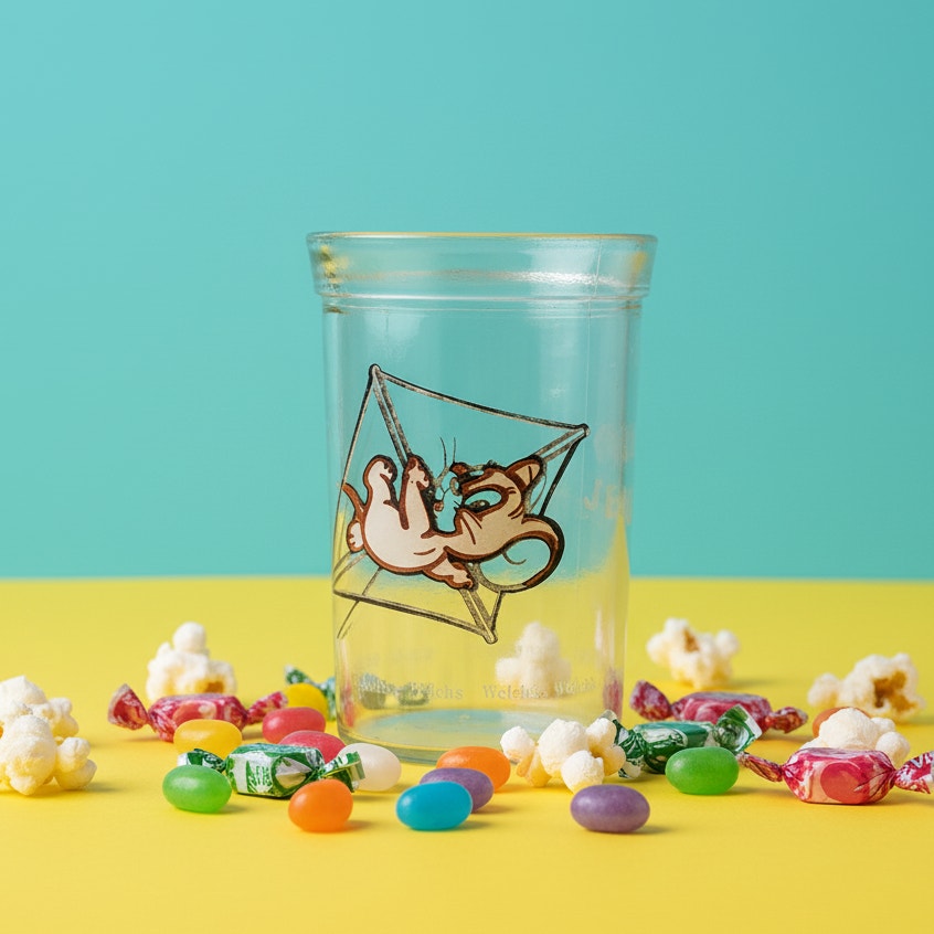 Vintage 1970s Welch’s Jelly Glass – Tom & Jerry Kids Cartoon Collectible – Retro Cup
