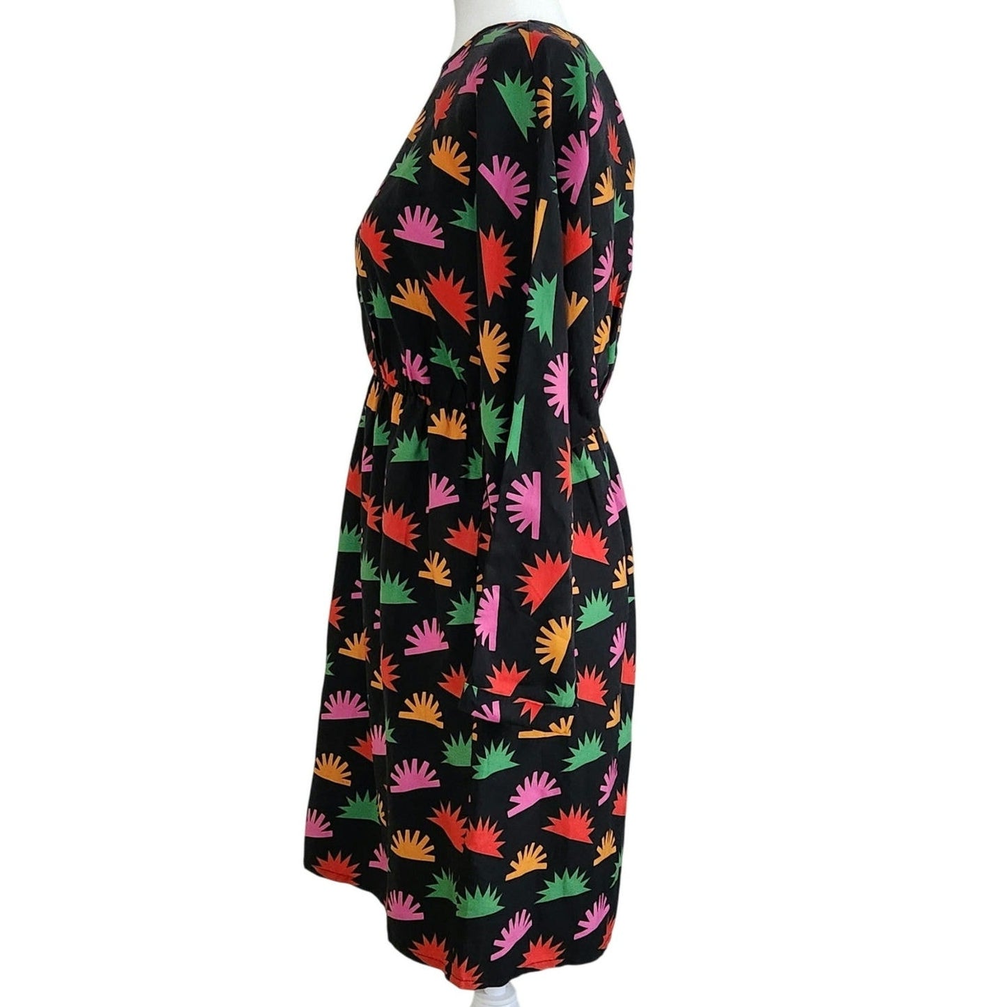 Stella McCartney Girls Black Colorblock Sunburst Print Hedgehog Dress Size 14