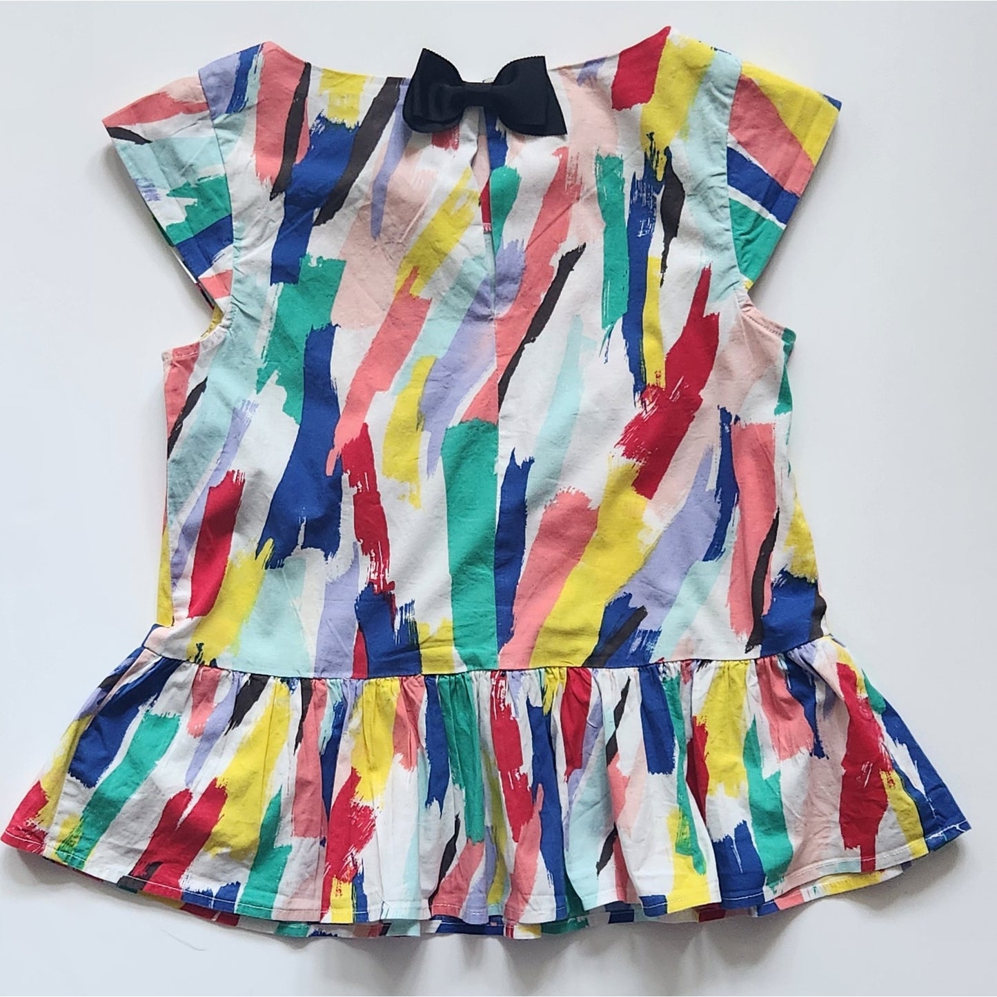 Kate Spade New York Girls Multicolor Brush Stroke Bow Blouse | Size L (12-14)