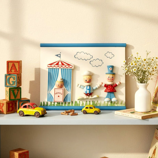 IRMI Originals Vintage 1950s Carnival Circus Clowns Wooden Nursery Wall Art | Home & Kids