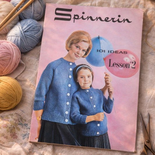 Vintage 1962 Spinnerin Knitting Pattern Book Lesson 2 | Retro Mid Century Craft