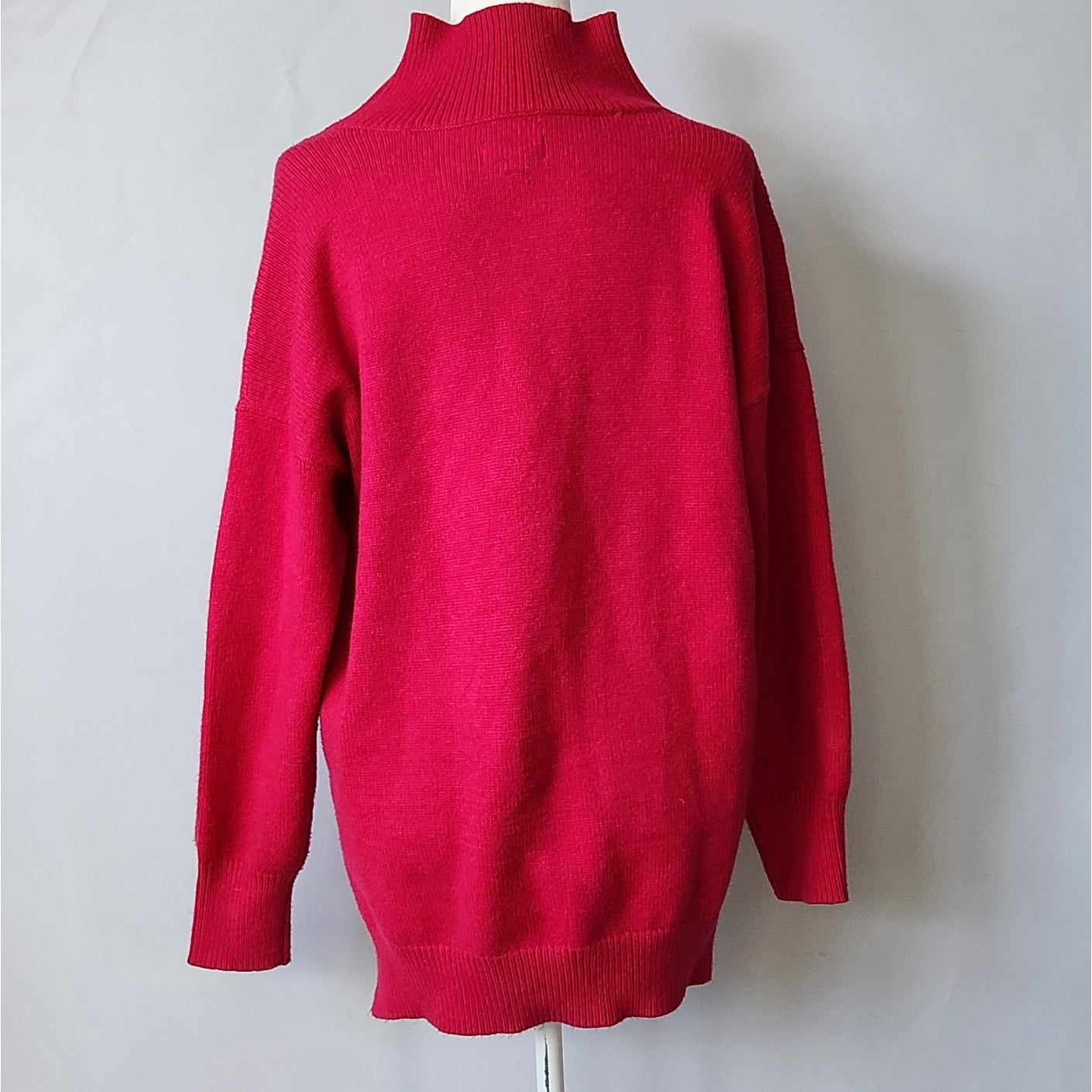 Crystal Mock Neck Pullover Sweater | Raspberry Pink | Women's M