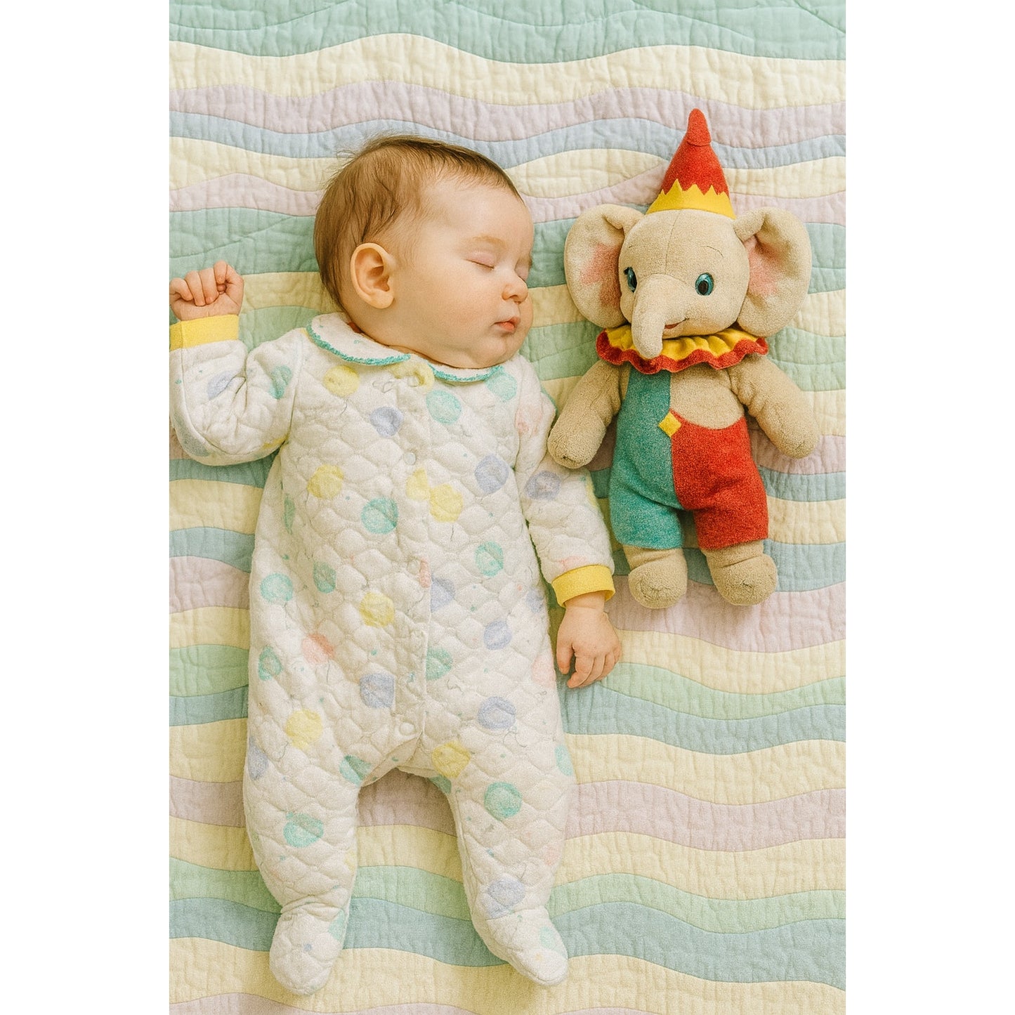 Vintage 1980s Carter’s Baby Sleeper 0-3M Footie One-Piece | Pastel Balloon Print Quilted