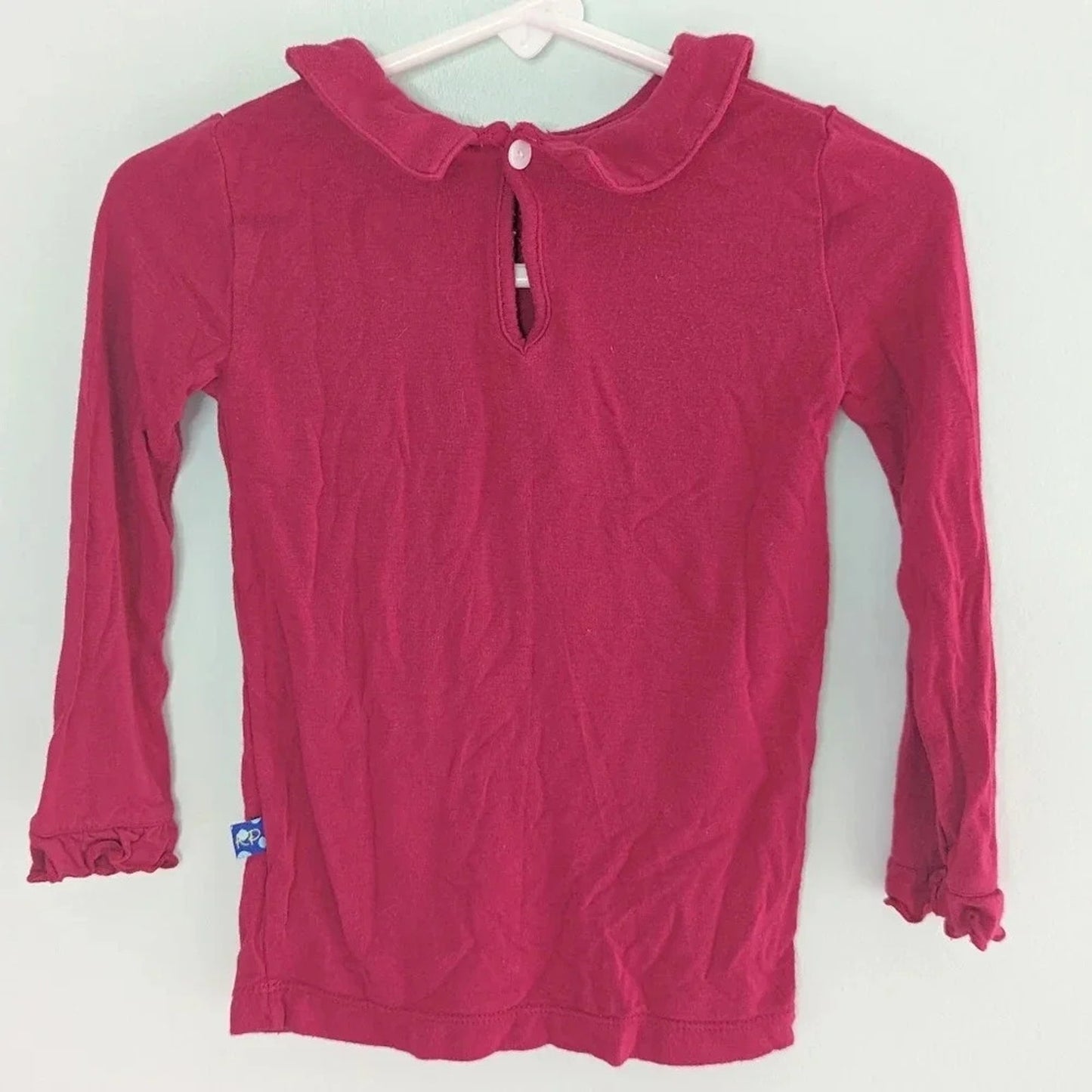 KicKee Pants Bamboo Long Sleeve Peter Pan Collar Tee – Raspberry Pink –Toddler Girls Size 3T