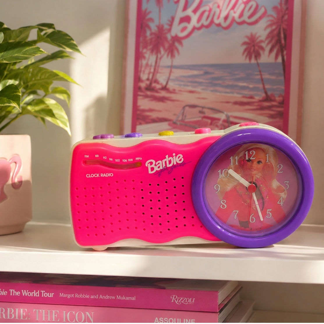 Vintage 1995 Barbie Clock Radio | Hot Pink / Purple Dopamine
