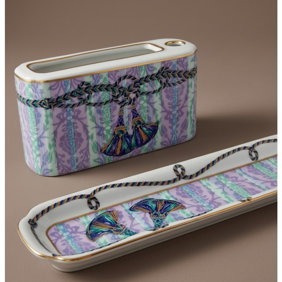 1990s Neiman Marcus Desk Set Pen & Note Holder w/ Tray