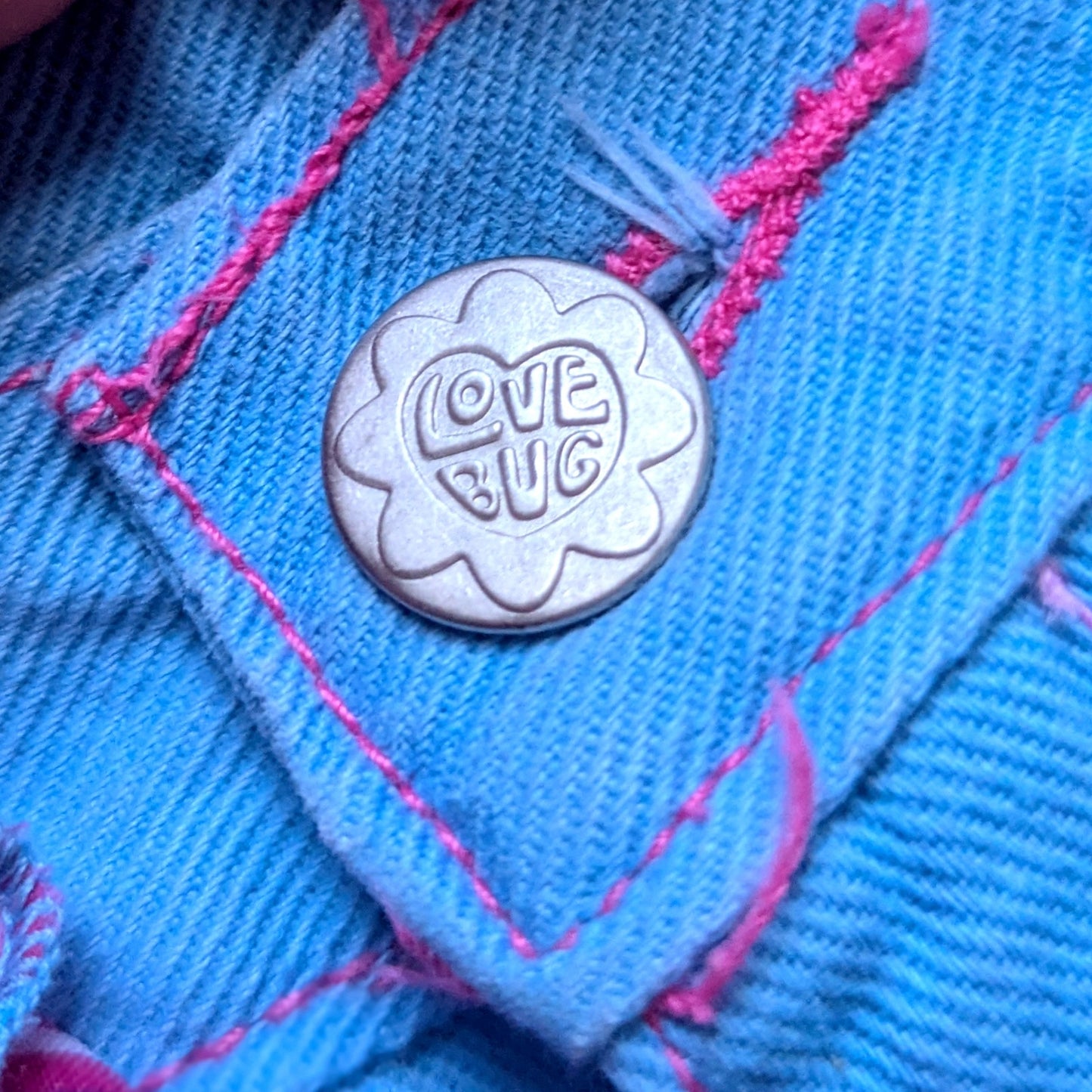 Vintage 2005 Disney Herbie Fully Loaded Pants | Girls 7/8 | Blue Cuffed Love Bug Flower Power Scarf Belt