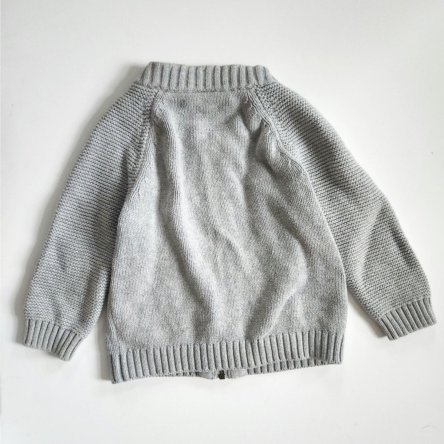 Zip-Front Sweater Jacket – 2T – Heather Grey – 100% Cotton