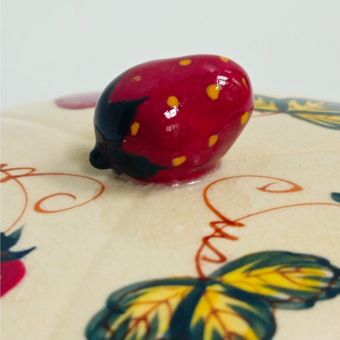 Vintage Hand-Painted Ceramic Strawberry Trio Server