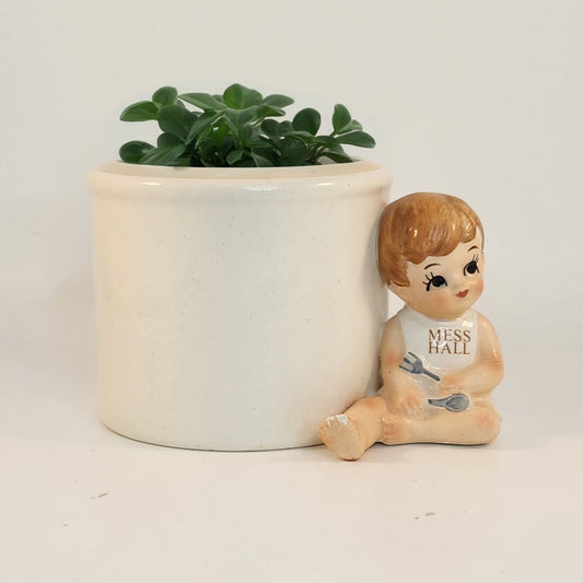 Vintage 1979 Enesco Ceramic Cup or Planter with Adorable "Mess Hall" Baby | Home Decor