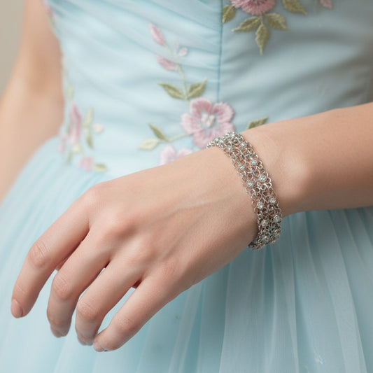 Mid-Century Sterling Silver Filigree Link Bracelet